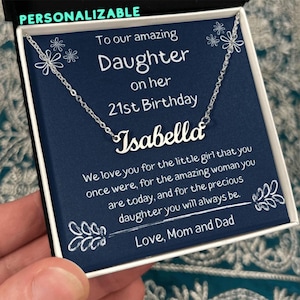 21st Birthday Name Necklace Gift For a Special Daughter, Custom Name Necklace For Daughter 21st Birthday From Mom And Dad