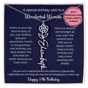 84th Birthday Necklace Gift For Her, Personalized Birth Flower Necklace Gift For Friend, Special 84th Gift Idea Coworker Sister Best Friend