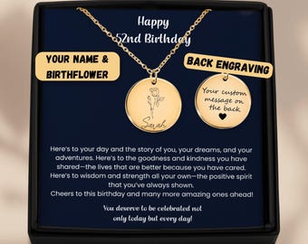 52nd Birthday Gift, Birthflower Necklace, 52nd Birthday Gift For Mom Friend Grandmother, 52nd Birthday Gift For Her