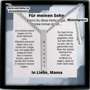An Sohn Ich Schloss Meine Augen, Sohn Gift Von Mama, Sohn Gift Zum 18 Geburtstag, Sohn Halskette Silber Gold Mit Gravur