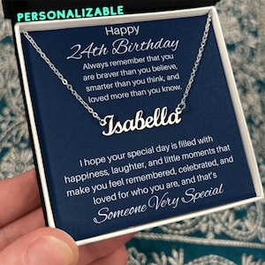 24th Birthday Gift Idea For Her, Personalized 24th Birthday Name Necklace, 24 Birthday Silver Name Necklace For Daughter Niece Granddaughter