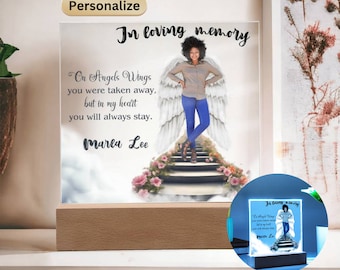 On Angels Wings Personalized Memorial Plaque, Personalized Memorial Gifts With Photo, Gifts For Memorial, Sympathy Gifts, Memorial