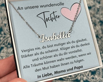 Namenskette Tochter, Namenskette Kind Silber, An unsere Tochter Schmuck Geschenk Von Eltern, Tochter Geburtstag Geschenke, Kinderschmuck