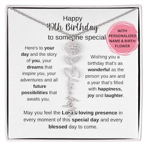 49th Birthday Combined Birth Flower Name Necklace, 49th Birthday Gift For Her, 49th Birthday Daughter, Niece, Granddaughter, Friend Birthday