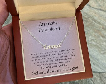 Geschenk An Patenkind Personalisierte Namenskette, Persönliches Geschenk An Patenkind Von Patentante, Schmuck Patenkind, Patenkind Halskette