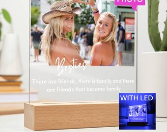 Besties Photo Gifts Plaque With Stand LED, Photo Keepsake, Photo Gift For Friend, Best Friend Gifts, bff, Photo Keepsake, Besties Photo Gift