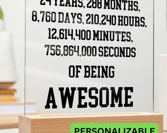 24th Birthday Gift Custom Acrylic Plaque, 24th Birthday Gift For Her, Meaningful Gift for 24th Birthday, Personalized 24th Birthday Gifts