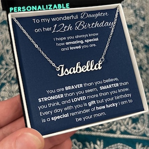 12th Birthday Gift For Her Personalized Name Necklace, 12th Birthday Necklace Gift From Auntie, Nana, Custom Gift For Daughter 12th Birthday