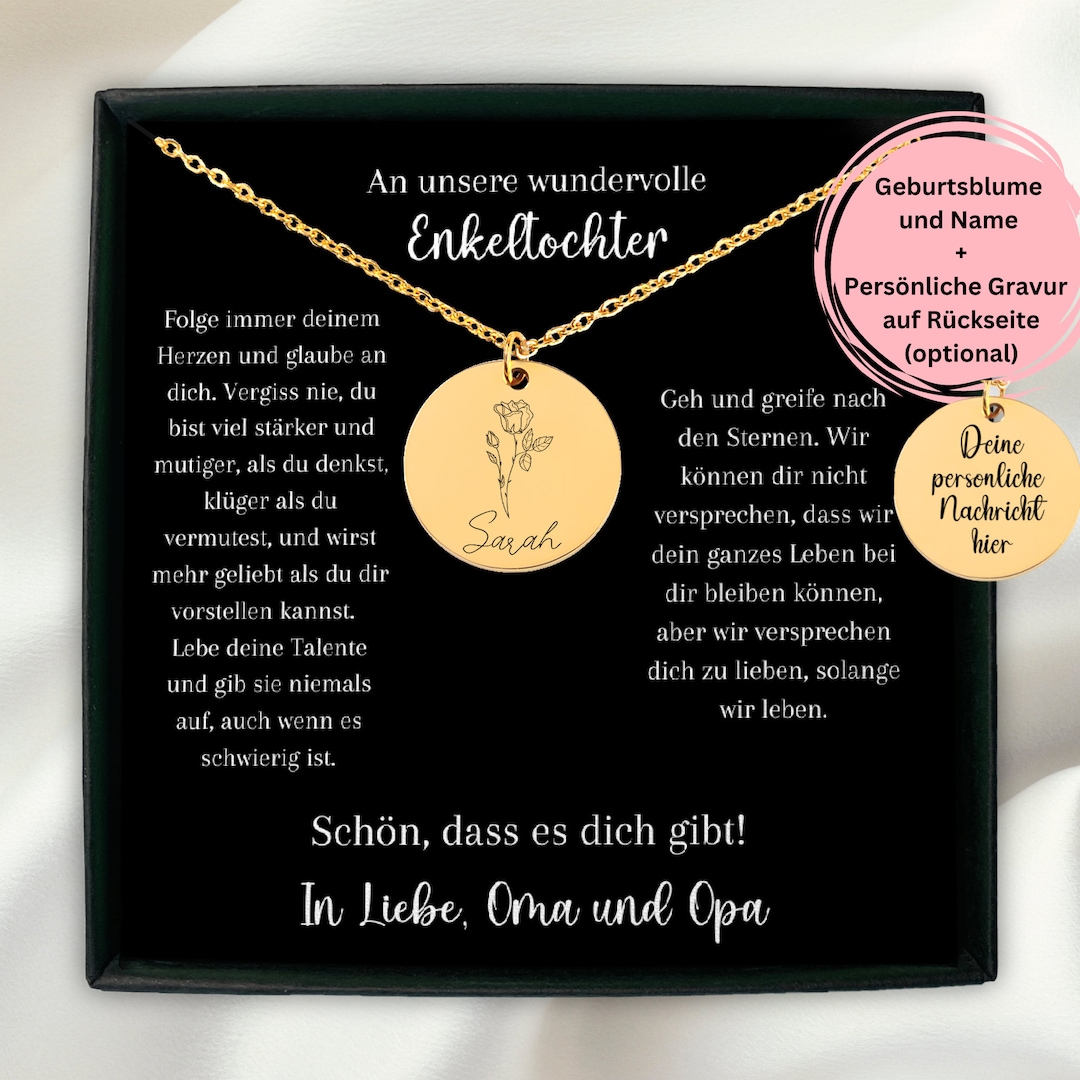 Enkelin Halskette 925er Sterlingsilber - Herz Anhänger Geschenk Von Oma Mit Geschenkbox
