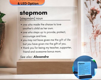 Stepmom Gifts, Personalized Gift For Stepmom, Bonus Mom Definition Acrylic Frame, Mothers Day Gifts For Step Mom, Stepmom Birthday Gift