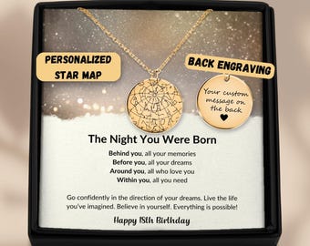 18th Birthday Gift Custom Star Map Necklace, Personalized 18th Birthday Gift For Daughter Granddaughter Niece Turning 18