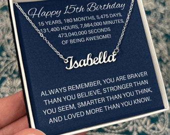 15th Birthday Gift for Her, 15th Custom Name Necklace, 15 Birthday Gift For Her, Personalized 15th Birthday Gift Box, 15th Granddaughter
