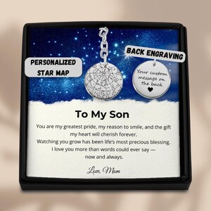 Deployment Gift For Son, To My Son Star Map Keychain, Personalized Gift With Message Card From Mom, Proud Of You Military Keepsake