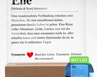Definition Ehe Poster Acryl Platte, Hochzeitsgeschenk An Brautpaar, Geschenkidee Zur Hochzeit, Personalisiertes Geschenk Zur Hochzeit
