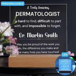 Dermatologist Gift Personalized Acrylic Plaque With Custom Name, Dermatology Sign, Dermatologist Appreciation Thank You Gift