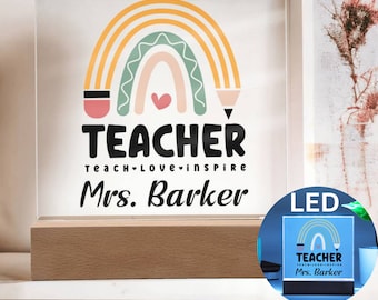 Lärarens namnskylt, personlig lärarpresent, lärarbordspresent, presenter för lärarutmärkelse, lärarbordsplakett, lärarpresenter