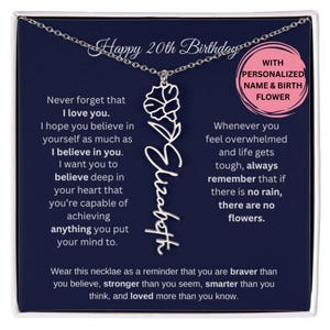 20th Birthday Gift Birth Month Flower Necklace, 20th Birthday Girl, 20 Year Old, 20 Year Old Girl Gift, 20th Birthday,Daughter Birthday Gift