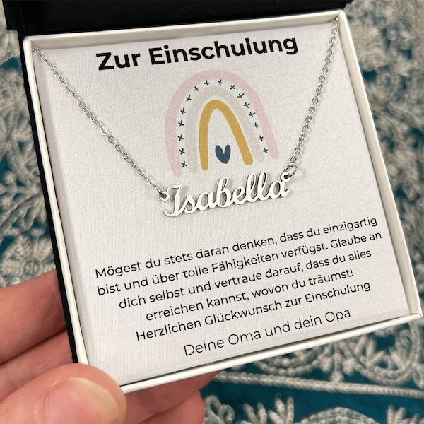 Geschenk Zur Einschulung Mächen Namenskette, Geschenk für Schultüte Einschulung,  Zuckertüte Geschenk, Geschenk Enkeltochter Einschulung