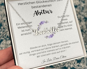 Abschluss Mächen Namenskette, Glückwunsch Zum Abitur, Karte Abitur, Abi Geschafft Prüfung Bestanden, Personalisiertes Geschenk Abschluss