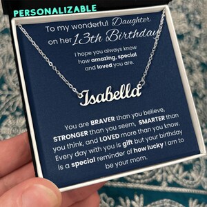 Regalo di 13° compleanno per lei Collana con nome personalizzato, regalo di collana per 13° compleanno da zia, nonna, regalo personalizzato per figlia 13° compleanno