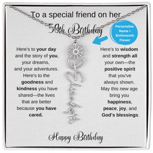 59th Birthday Gift Birthflower Necklace, Personalized 59th Birthmonth Flower, 59th Birhday Gift For Woman, 59th Birthday Jewelry For Her