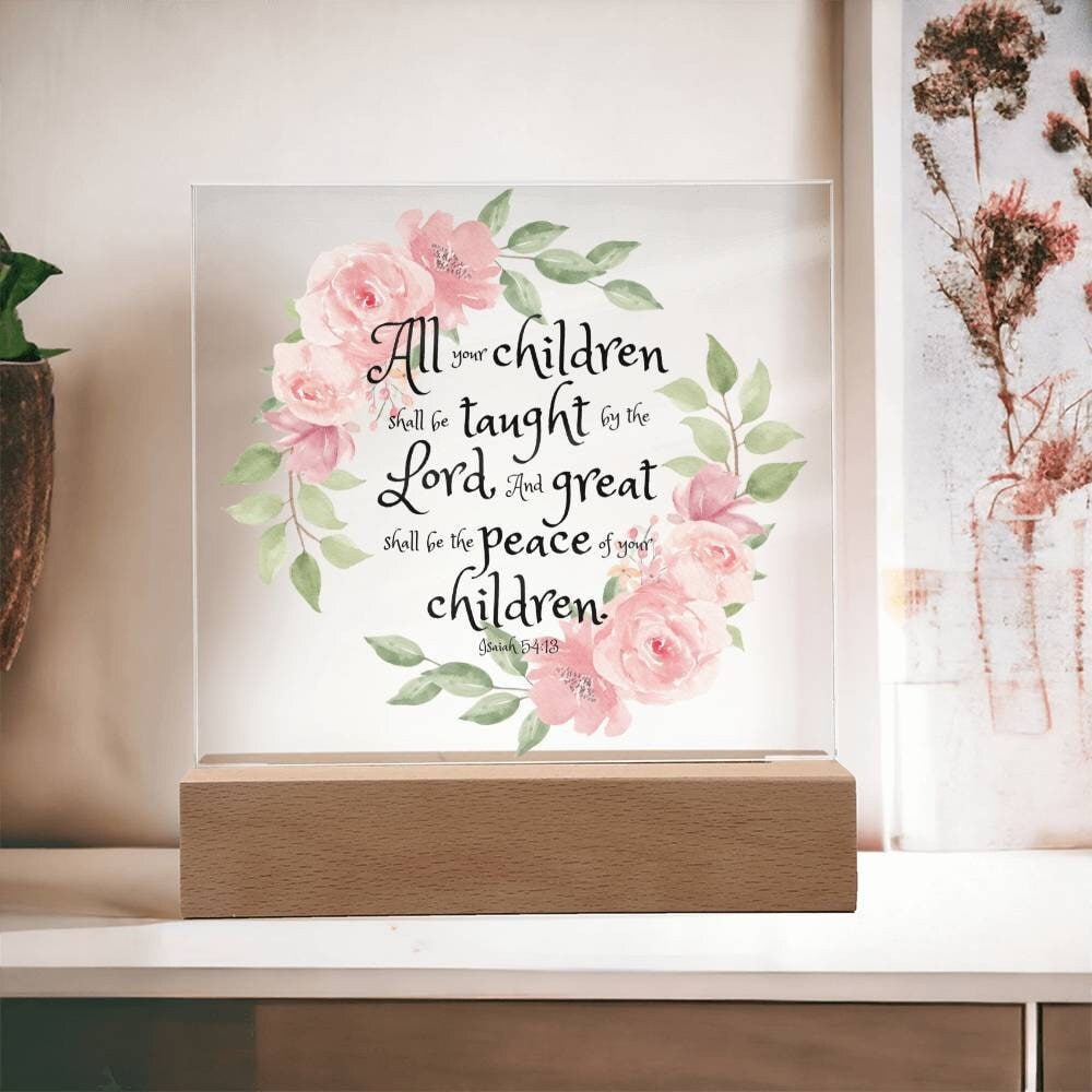 Isaiah 54:13 Bible Verse Art, All Your Children Shall Be