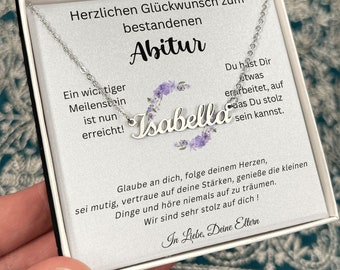 Abschluss Mächen Namenskette, Glückwunsch Zum Abitur, Karte Abitur, Abi Geschafft Prüfung Bestanden, Personalisiertes Geschenk Abschluss