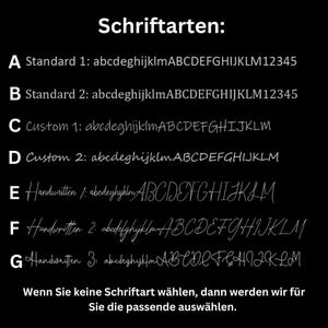 a list of alphabets in various fonts and styles, including standard and custom alphabets. The text is in German and provides a visual representation of the different font styles and their corresponding characters.