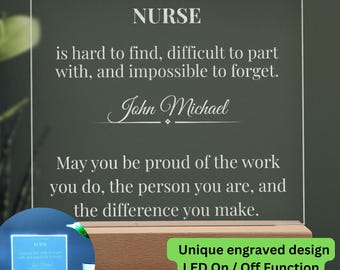 Personalized Nurse LED Plaque, Engraved Acrylic Nurse Gift, RN Appreciation Gift, Christmas Birthday Custom Name Sign, Nurse Decor LED Light