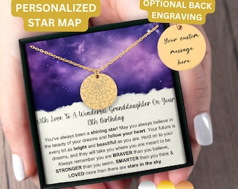 13th Birthday Gift Necklace To Granddaughter, Granddaughter Turning 13, 13th Birthday Star Map Granddaughter 13th Bday Personalized Jewelry