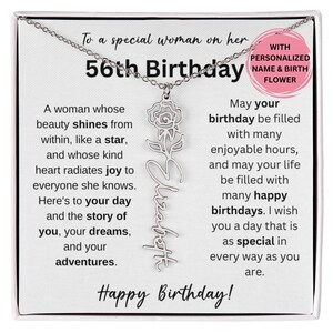 56.Geburtstag 56.Geburtsmonat Blumenhalskette, 56.Geburtstag Name Halskette Geschenk, 56.Geburtstag Geschenk für sie, Sterling Silber Schmuck Geschenk 56