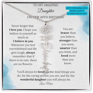 Daughter Gifts For 30th Birthday, Birthmonth Flower Name Necklace 30th Birthday Pendant, Jewelry Gift For Turning 30, Daughter 30th Birthday