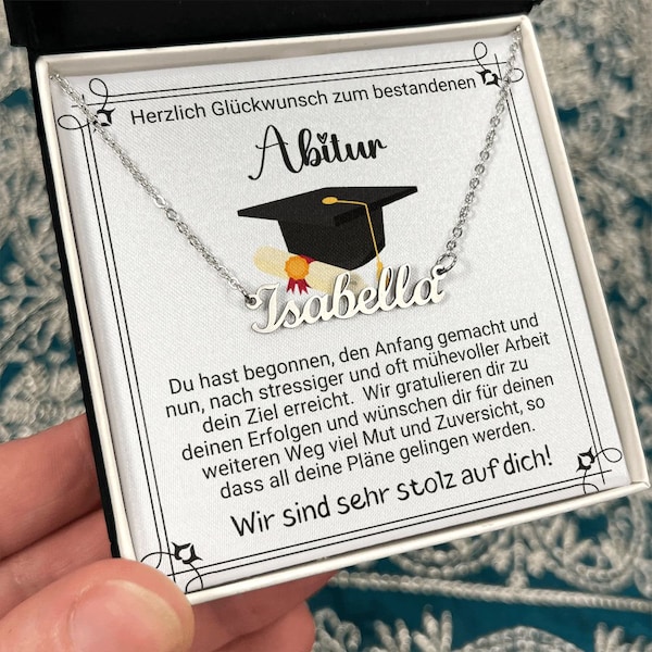 Abschluss Mächen Namenskette, Schulabschluss, Abi Geschafft Prüfung Bestanden, Mittelschule Bestanden, Personalisiertes Geschenk Abschluss