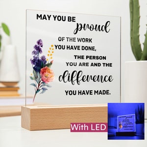 Cadeau de retraite pour les femmes, plaque acrylique de retraite avec base en bois, cadeau de retraite pour les collègues, fête de retraite, idée cadeau de retraite