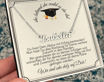 Abschluss Mächen Namenskette, Halskette Schmuck Abi, Glückwunsch Zum Abitur, Schulabschluss, Abi Geschafft Prüfung Bestanden, Abi Geschenke