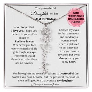 41st Birthday Gift For Her, Custom Birthmonth Flower Name Necklace 41st Birthday Necklace Gift For Daughter From Mom Parents, 41st Birthday