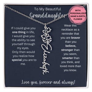 Granddaughter Gifts, Personalized Christmas Gift, Granddaughter Birthmonth Name Necklace, Granddaughter Birthday Gift, Gift from Grandma