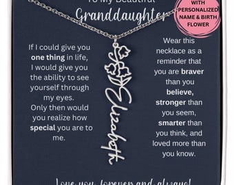 Granddaughter Gifts, Personalized Christmas Gift, Granddaughter Birthmonth Name Necklace, Granddaughter Birthday Gift, Gift from Grandma