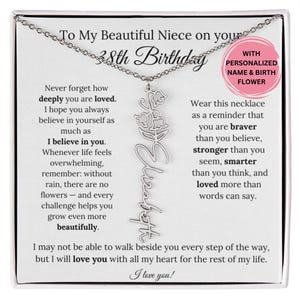 Collier personnalisé pour nièce 38e anniversaire de naissance, collier 38e anniversaire pour elle, bijoux d'anniversaire nièce, cadeau pour nièce de tante
