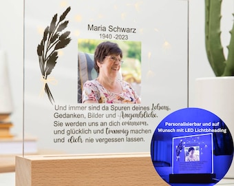 Geschenk Zur Trauer Personalisiert, Personalisiertes Trauergeschenk, Personalisiertes Andenken Trauer, Trauerlicht, Tröstende Sprüche Trauer