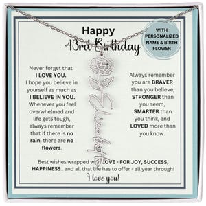 43rd Birthday Gift For 43 Year Old, 43rd Birthday Gift Daughter Granddaughter Niece Goddaughter Birth Flower Necklace
