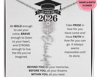 Graduation Gifts For Her 2026, Birthmonth Flower Name Necklace, Class Of 2026, High School College Graduation Gifts For Women Jewelry