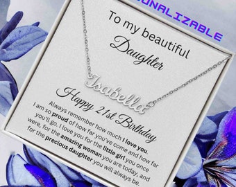 21st Birthday Gift For Daughter Personalized Name Necklace, 21st Birthday Jewelry For Daughter, 21st Birthday From Mom,Twenty-first Birthday