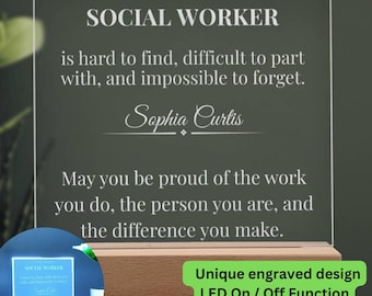Personalized Social Worker Gift, Custom Engraved Acrylic Plaque, Appreciation LED Name Sign, Counseling Office Decor