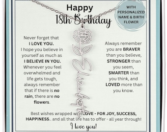 18th Birthday Gift For 18 Year Old, 18th Birthday Gift Daughter Granddaughter Niece Goddaughter Birth Flower Necklace