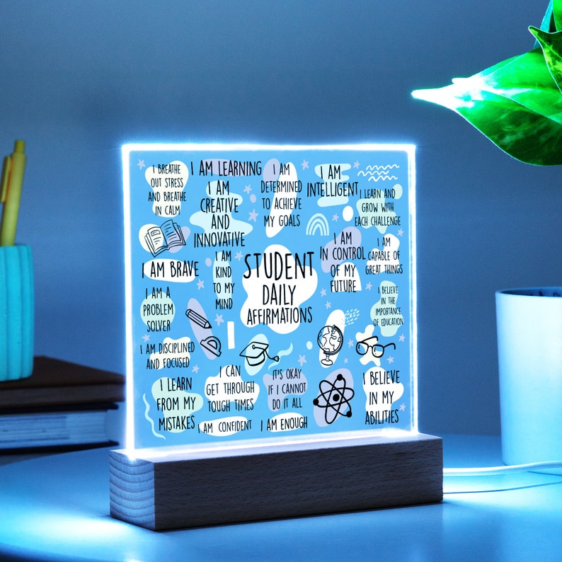 Reminding Student Student Daily Reminder Acrylic Stand With LED, Back to School Gift ...