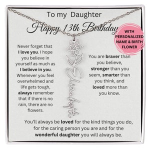 13th Birthday Necklace, Gift for Girl Turning 13, Personalized Name Necklace with Birth flower, Gift for 13 Year Old, Gift For Daughter 13th