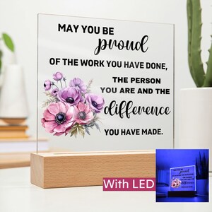 Cadeau de retraite pour les femmes, plaque acrylique de retraite avec base en bois, cadeau de retraite pour les collègues, fête de retraite, idée cadeau de retraite