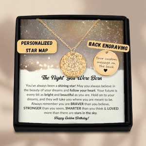 Happy Golden Birthday Personalized Star May By Date Necklace, Golden Birthday Necklace With Engraving, Golden Birthday Card With Jewelry