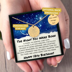 12th Birthday Gift for Her,Personalized 12th Birthday Gift, Custom Star Map By Date Necklace,12th Birthday Gift Ideas, 12th Gift Box Present